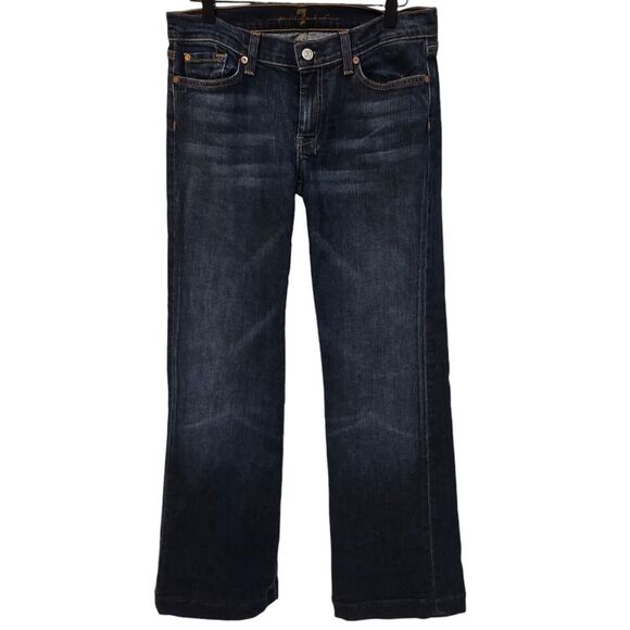 VTG Y2K 7 For All Mankind Seven DOJO Denim‎ Flare Jeans Size 31x33 Blue USA Made - Picture 1 of 13